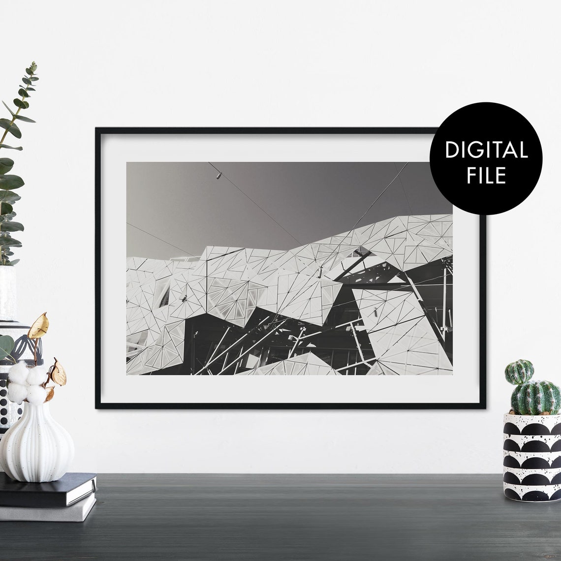 Federation Square Melbourne Monochrome Architecture Digital Art Print