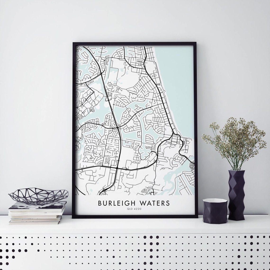 Burleigh Waters Gold Coast Australia City Street Map Art Poster