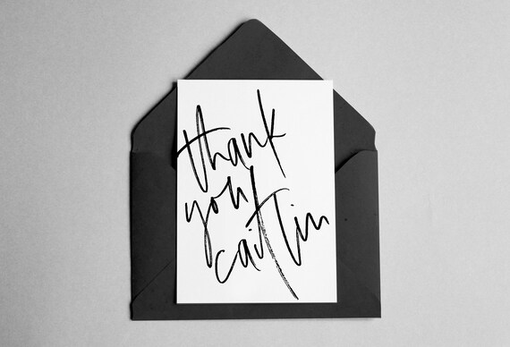 Hand Lettered Thank You Note in Brush Script Calligraphy Wall Poster