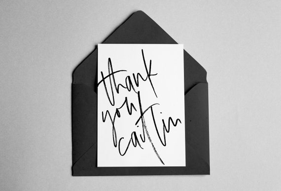 Personalized Thank You Card Brush Font Name