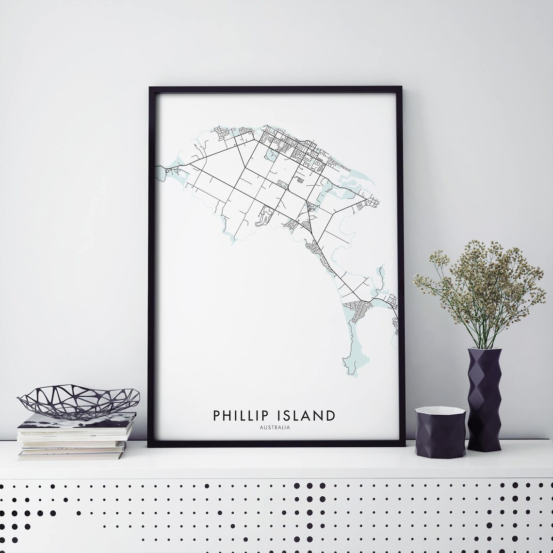 Phillip Island Australia Minimalist Street Map Art Travel Poster