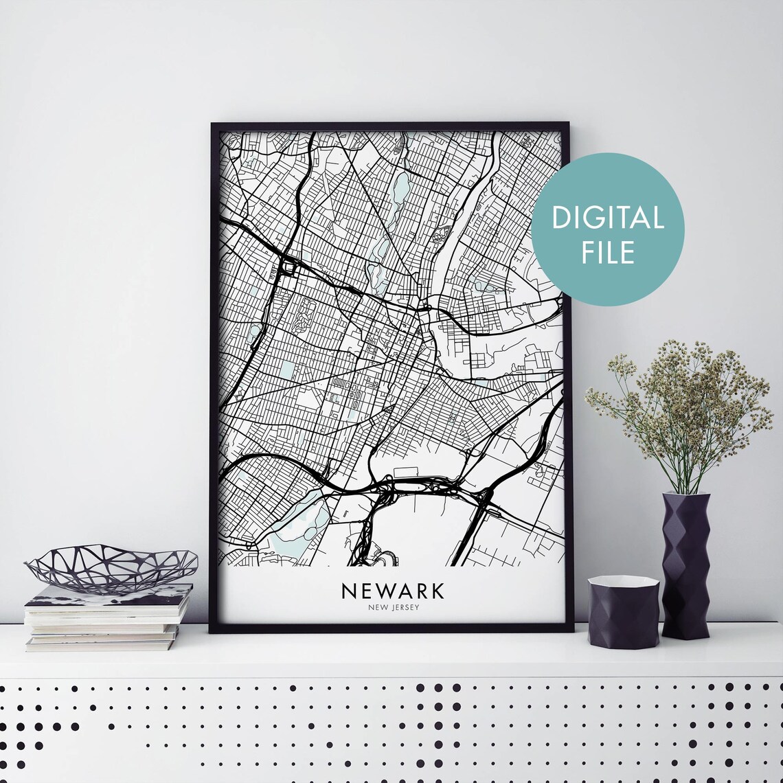 Newark New Jersey USA Minimalist City Map Modern Decor Poster