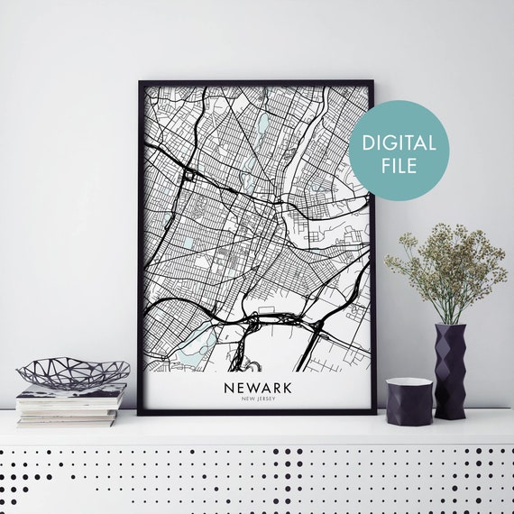 Newark New Jersey City Map Print Wall Art At Home File