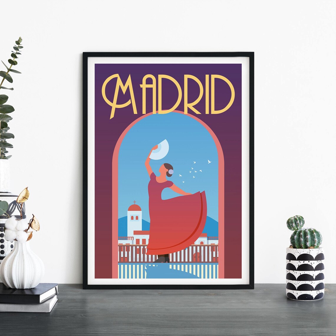 Madrid Flamenco Dancer Spain Vintage Illustrated Travel Poster