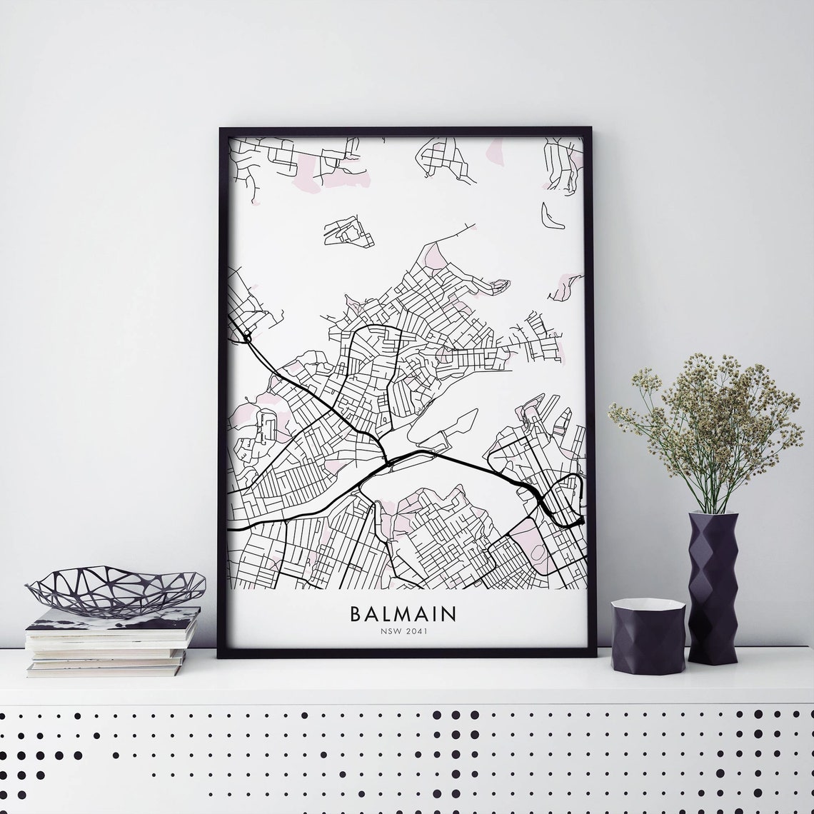 Balmain Sydney Australia Neighborhood City Map Poster Wall Decor