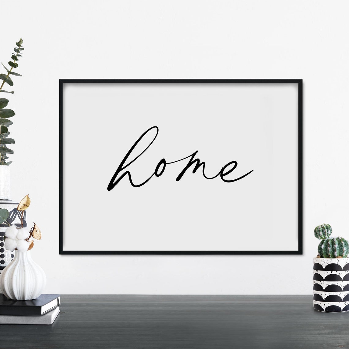 Home Elegant Black Script Typography Minimalist Decor Poster