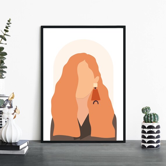 Modern Woman Portrait No 6 Red Hair Minimalist Fashion Poster