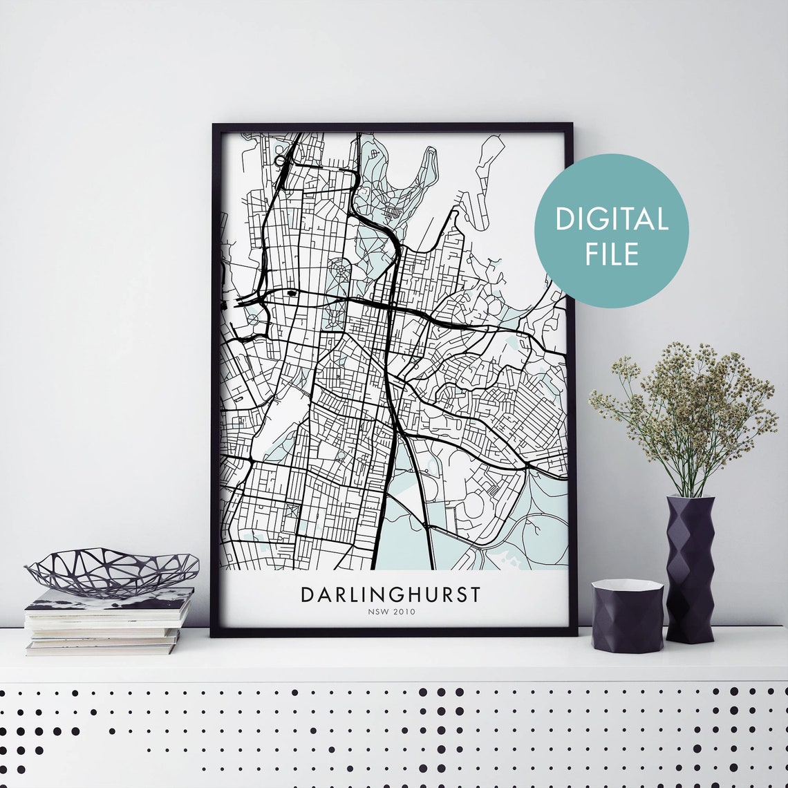 Darlinghurst Sydney Minimalist City Street Map Modern Wall Art