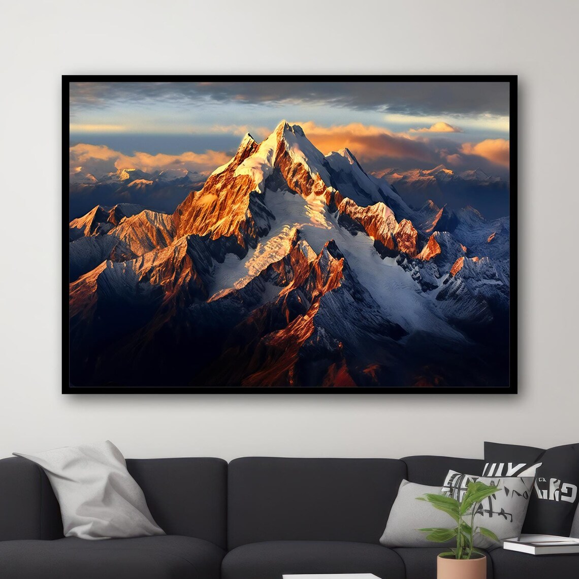 Sunrise Over Snowy Mountains, Nature Landscape Print