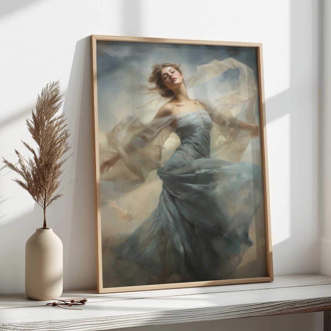Portrait Of A Woman In A Blue Dress Dancing Painting Vintage Print Bedroom Wall Decor Oil Painting Wall Art - Image 4