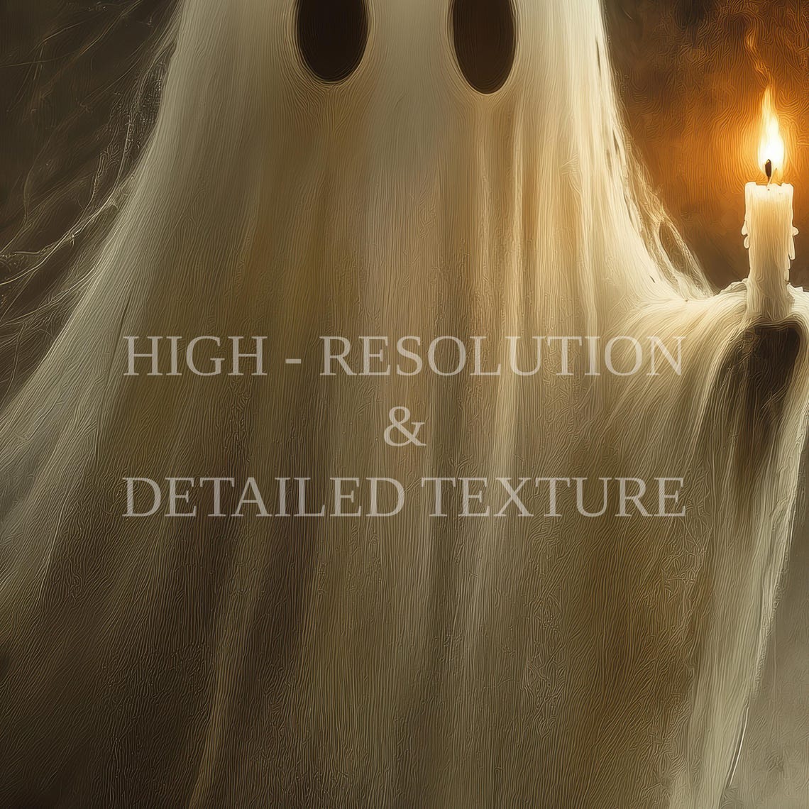 Cute Ghost Holding Candle Print Vintage Spooky Halloween Ghost Wall Art Dark Academia Room Decor Instant - Image 3