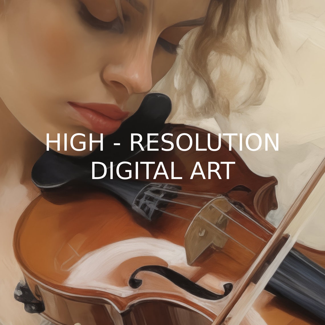 Woman Playing Violin Soft Painterly Classical Music Art Poster - Image 3