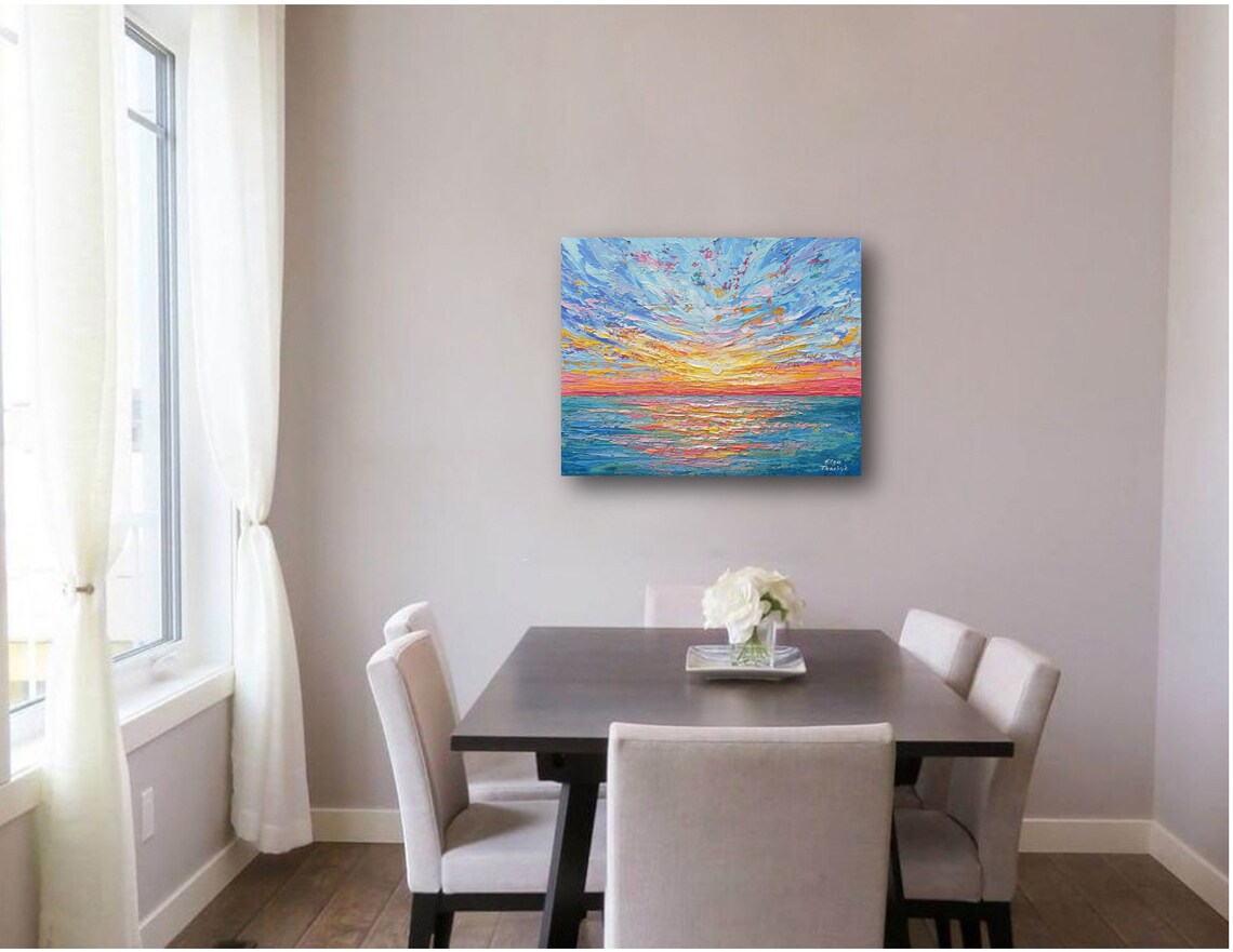 Ocean Sunrise Seascape Wall Art Print, Colorful - Image 2