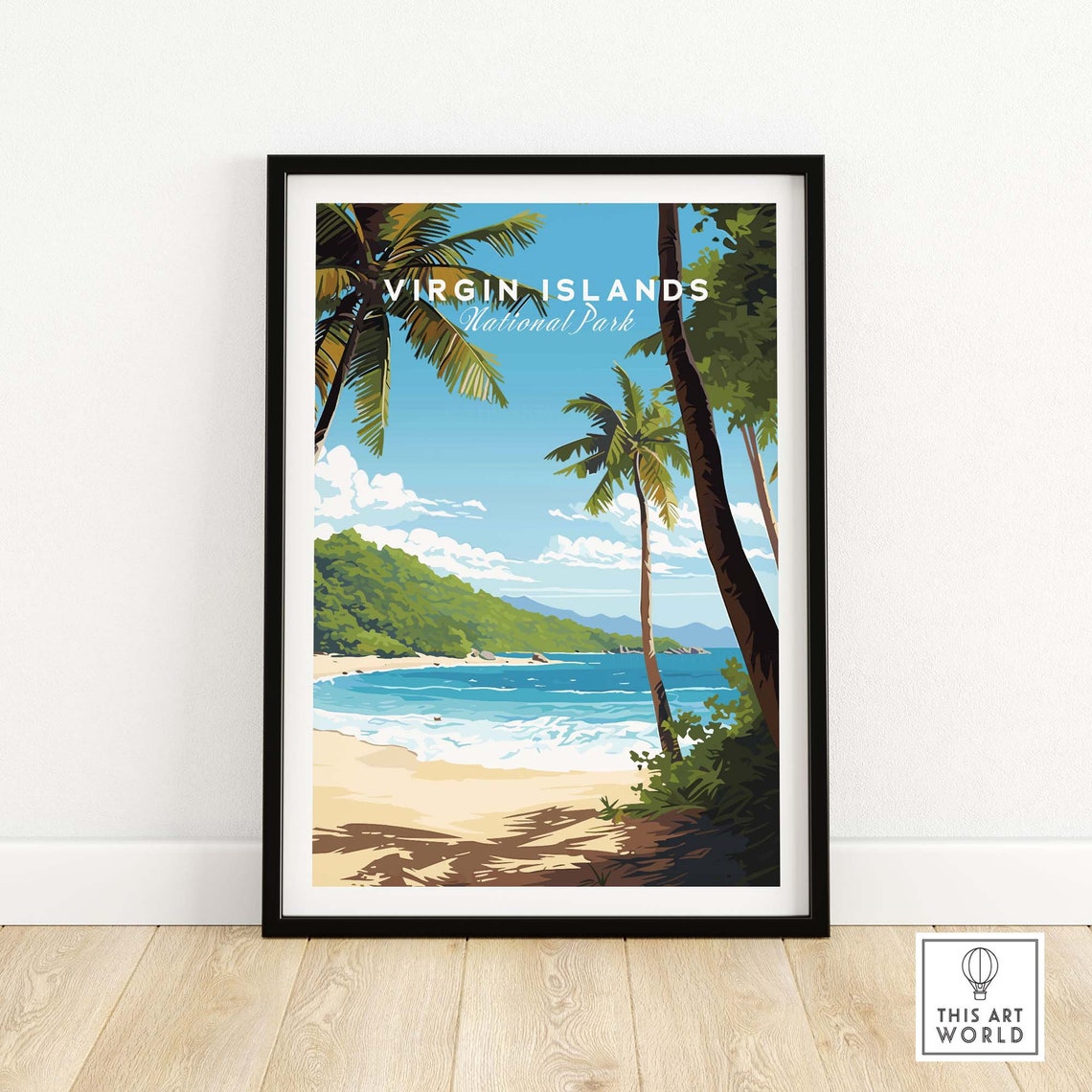 Virgin Islands National Park Tropical Beach Palms Travel Poster