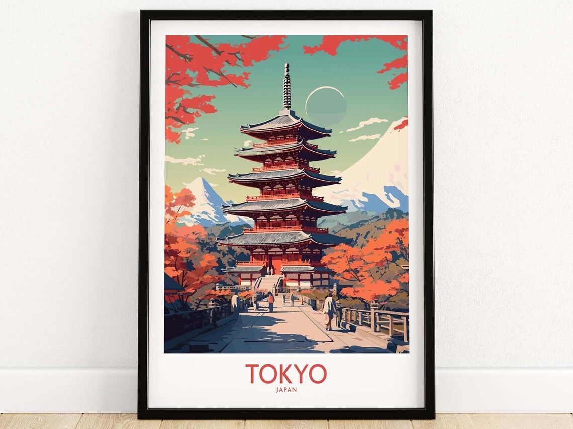 Tokyo Japan Travel Poster, Cityscape Art Print