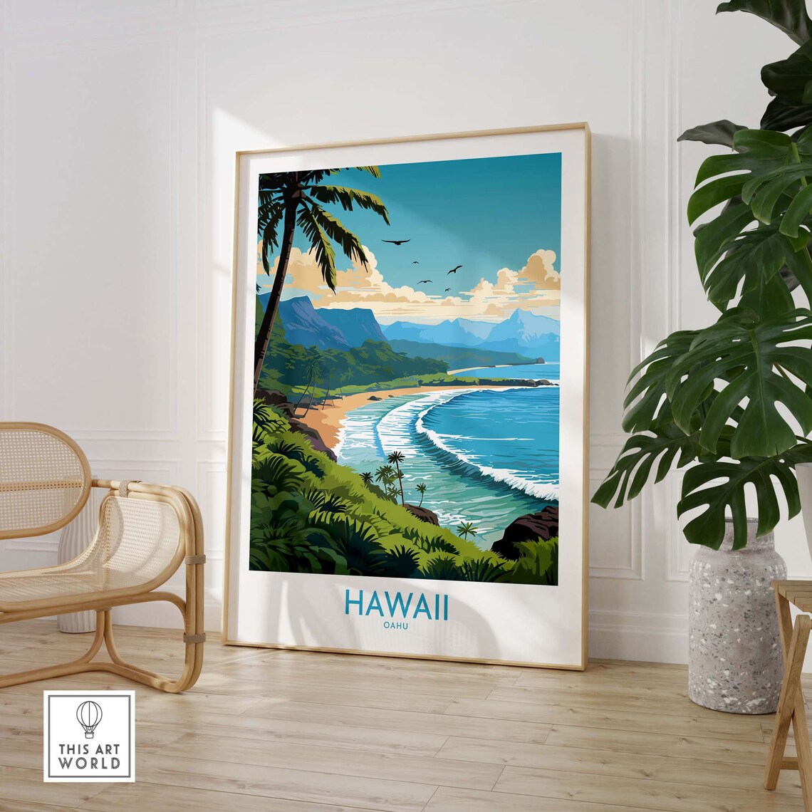 Hawaii Oahu Travel Poster, Home Decor Print - Image 3
