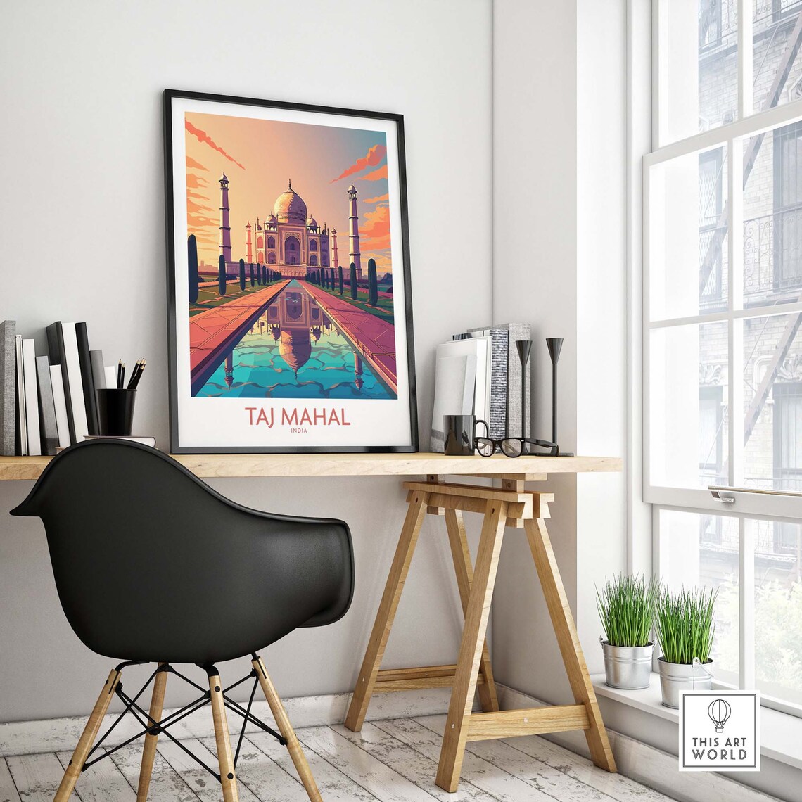 Taj Mahal Travel Poster, Home Decor Illustration - Image 4