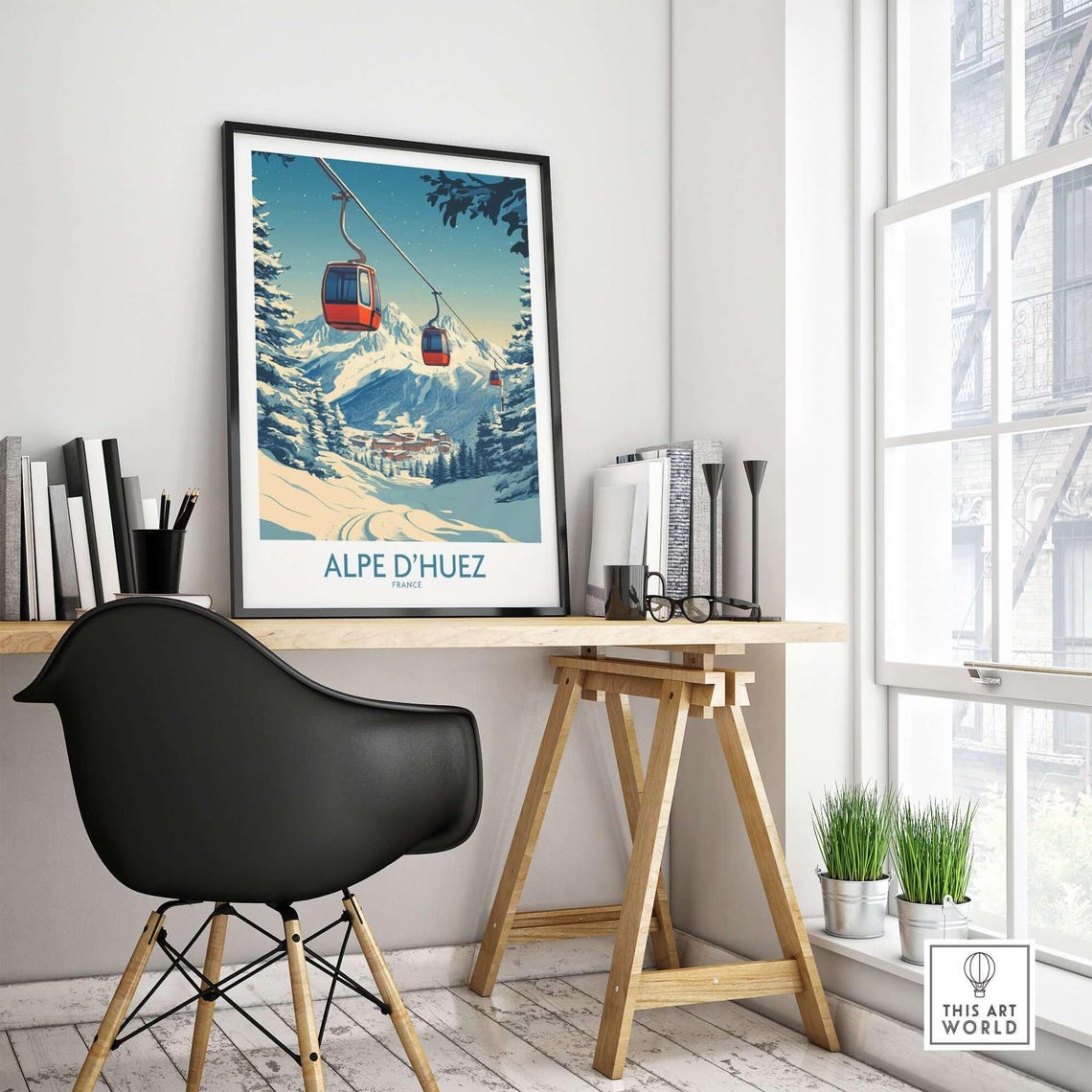 Alpe Dhuez Travel Poster, France Ski Resort - Image 4