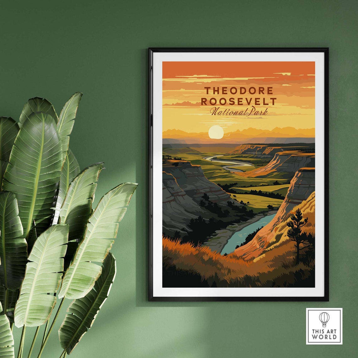 Theodore Roosevelt National Park Badlands Sunset River Poster - Image 2