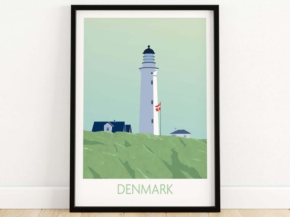 Denmark Travel Poster Print, Danish Wall Art Decor