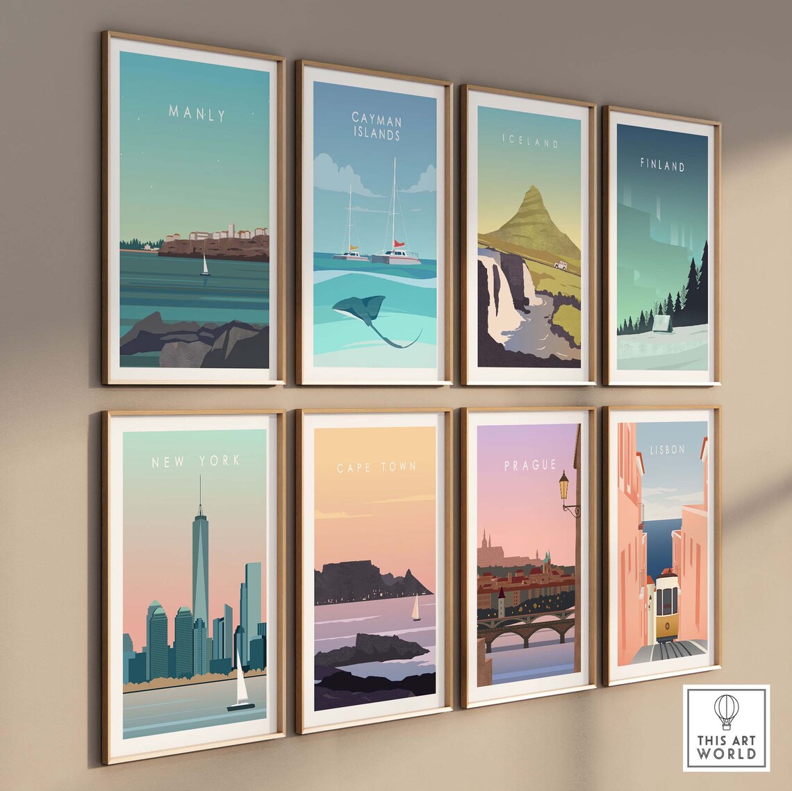 Manly Beach Sydney Minimalist Sailboat Sea Cliff Coast Travel Poster - Image 3
