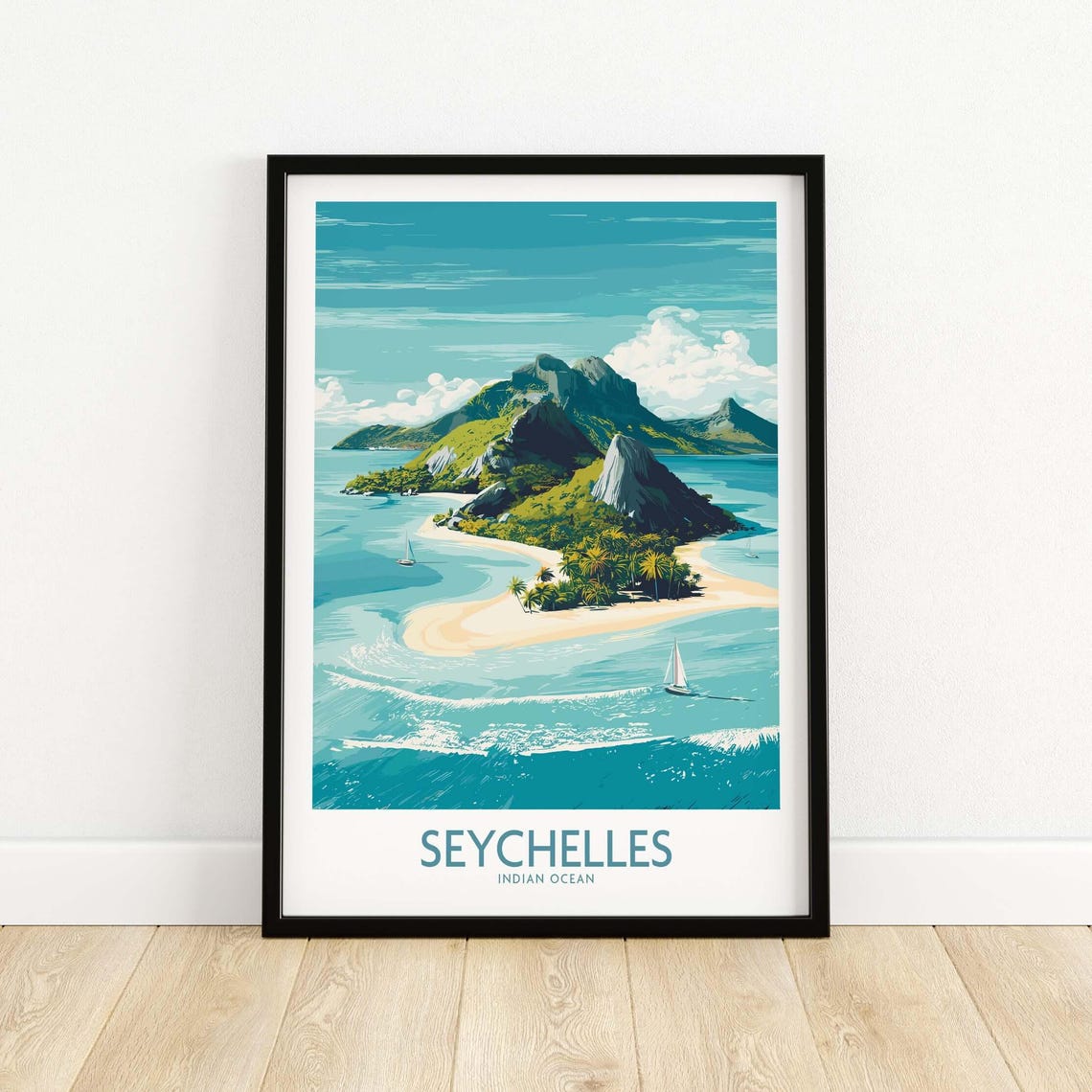 Seychelles Indian Ocean Tropical Island Paradise Beach Travel Poster