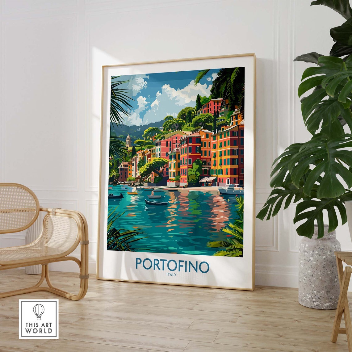 Portofino Print Italy Italy Travel Poster Portofino Artwork Poster Gift Italy Home Decor Portofino Illustration Art Lover Italy Print - Image 2