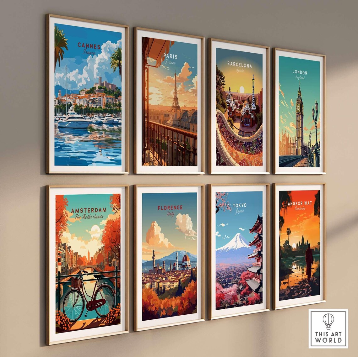 Cannes France Riviera Luxury Yachts Marina Palm Beach Travel Poster - Image 3
