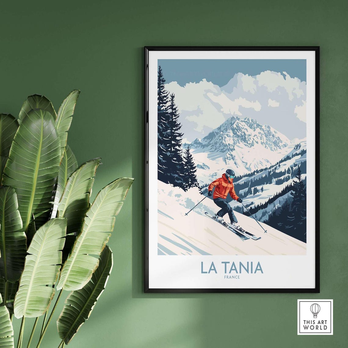La Tania Ski Lodge Art Print, Winter Sports Art - Image 2