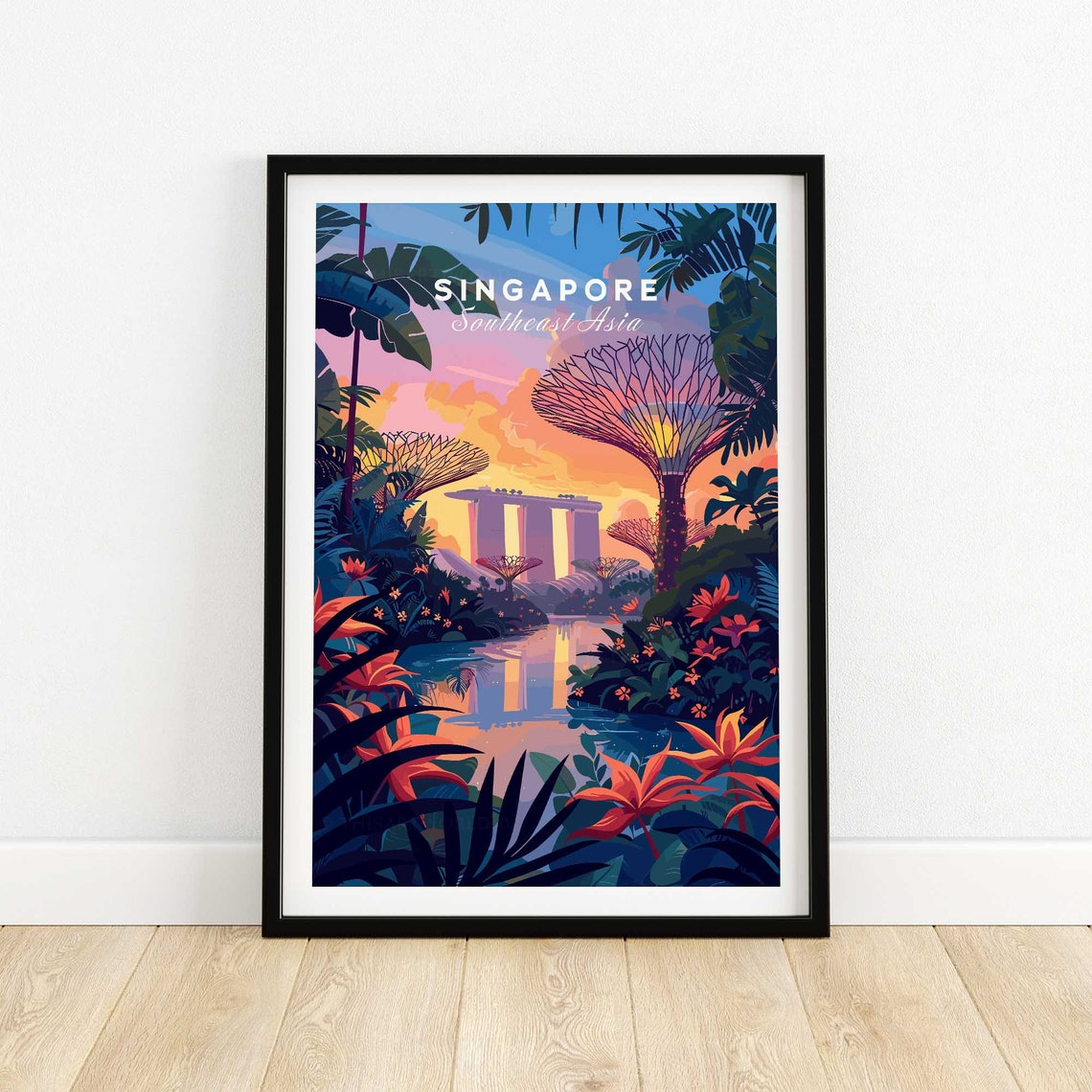 Singapore Gardens by the Bay Supertrees Marina Bay Sunset Poster - Image 4