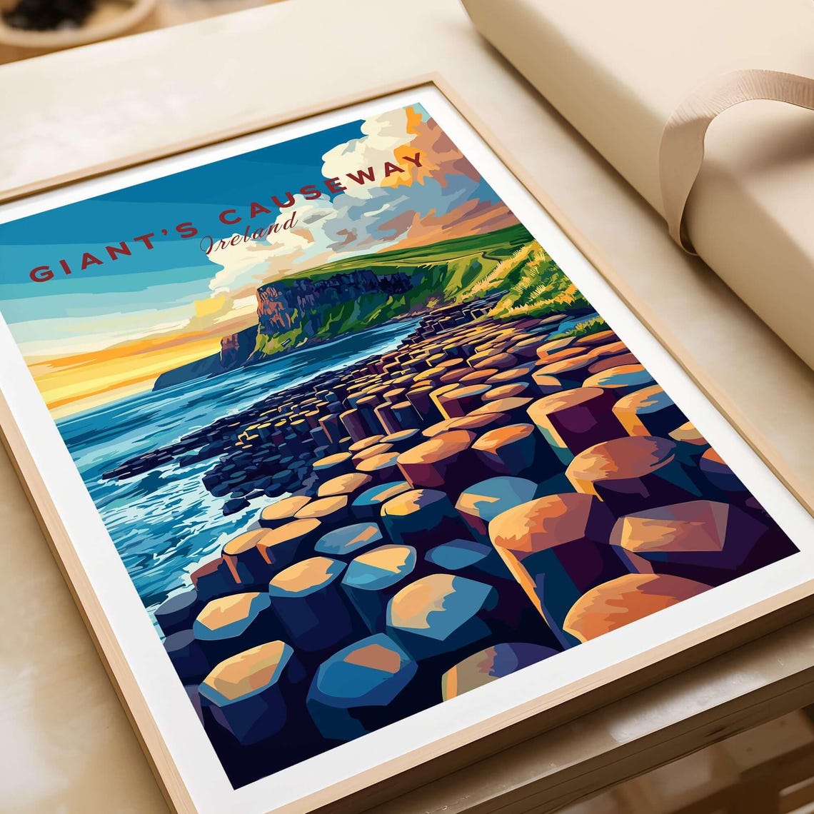 Giants Causeway Ireland Basalt Columns Sunset Coast Art Poster - Image 4