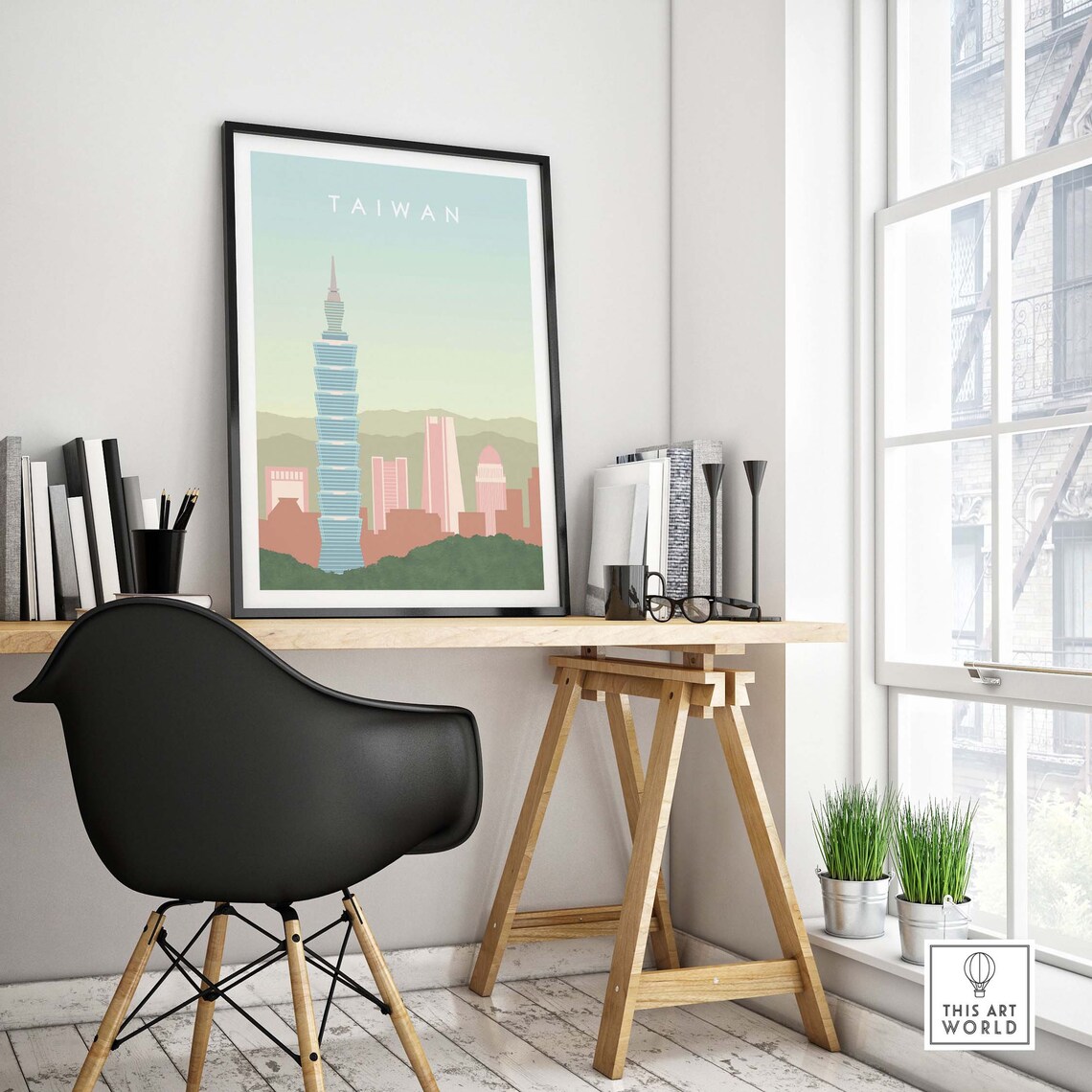 Taiwan Taipei City Skyline Travel Poster - Image 4