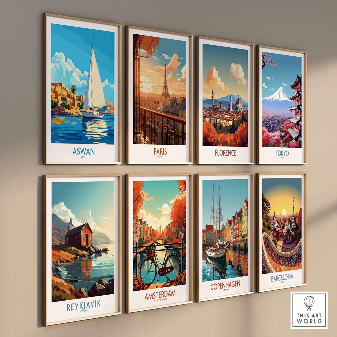 Aswan Egypt Felucca Sailboat Nile River Waterfront Travel Poster - Image 3