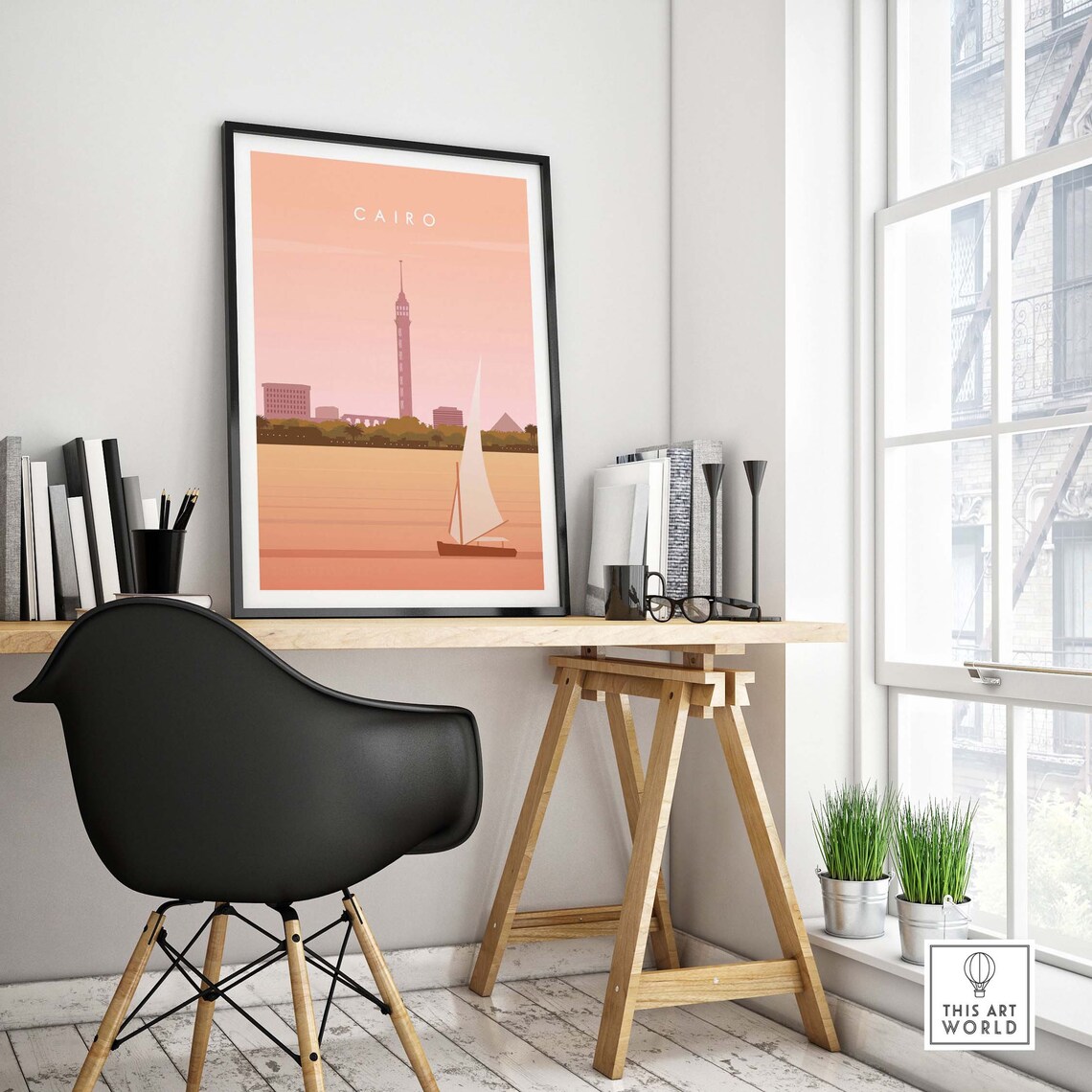 Cairo Travel Poster, Egypt Skyline Art Print - Image 4