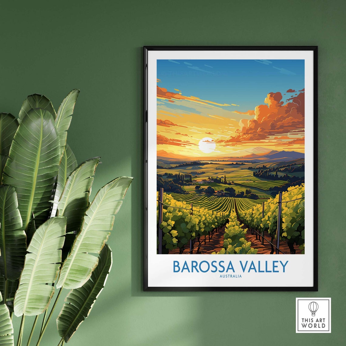 Barossa Valley Australia Vineyard Rows Sunset Golden Travel Poster - Image 2