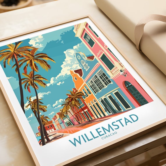 Willemstad Curacao Travel Print Wall Art Poster Gift Caribbean Island Gift