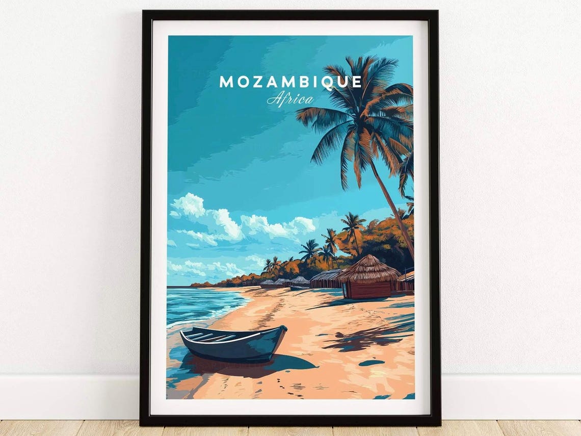 Mozambique Travel Poster Art Print Home Dcor Gift Illustration Artwork Beach