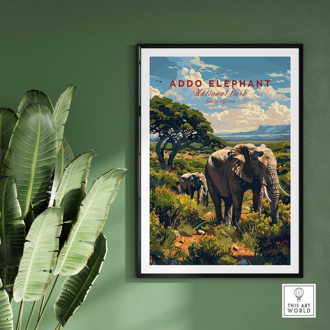 Addo Elephant National Park South Africa Safari Vintage Travel Poster - Image 2