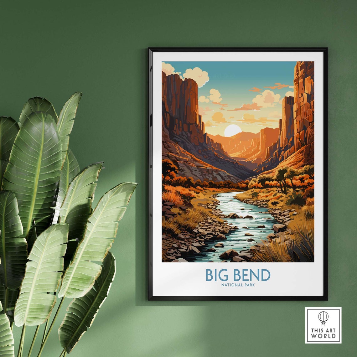 Big Bend National Park Texas Desert Canyon River Sunset Art Poster - Image 2