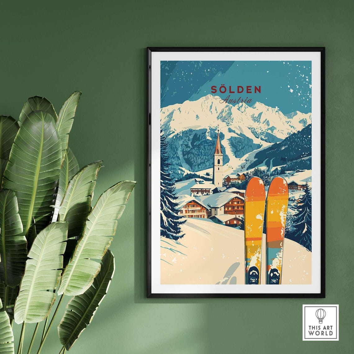 Slden Ski Art Print, Ski Lodge Decor - Image 2