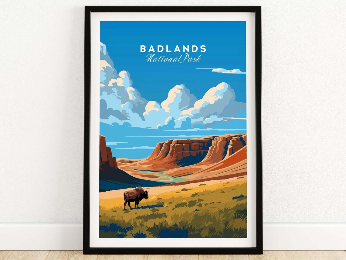 Badlands National Park Travel Poster, Art Print