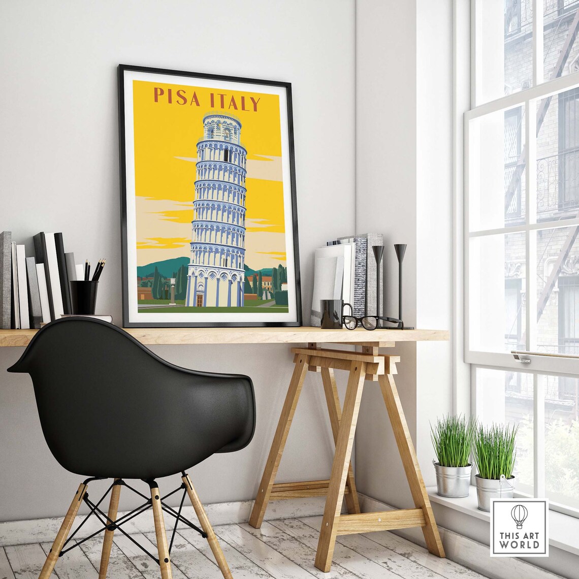 Pisa Travel Poster, Italy Skyline Art Print - Image 4