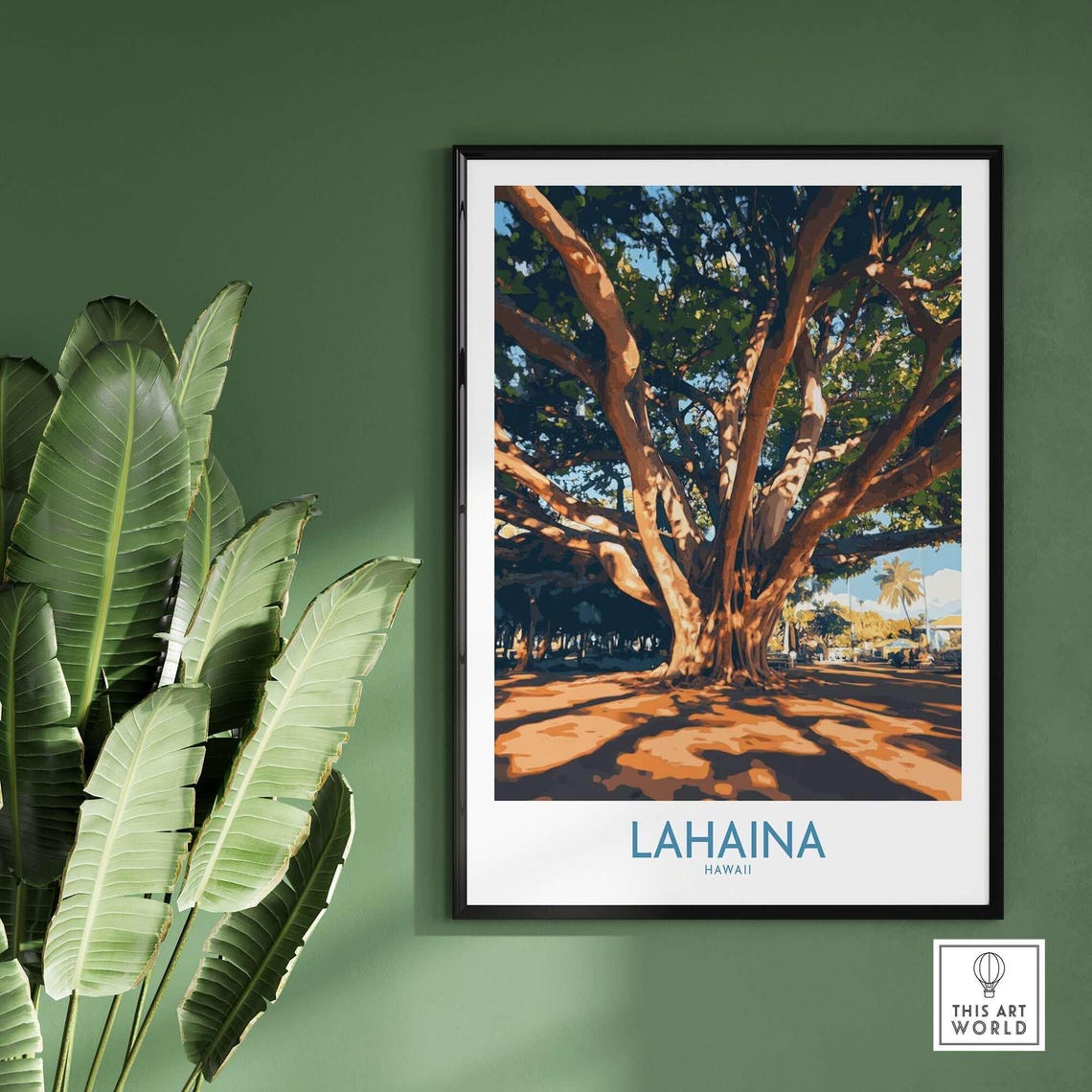 Tropical Lahaina Travel Poster, Banyan Tree Maui - Image 2