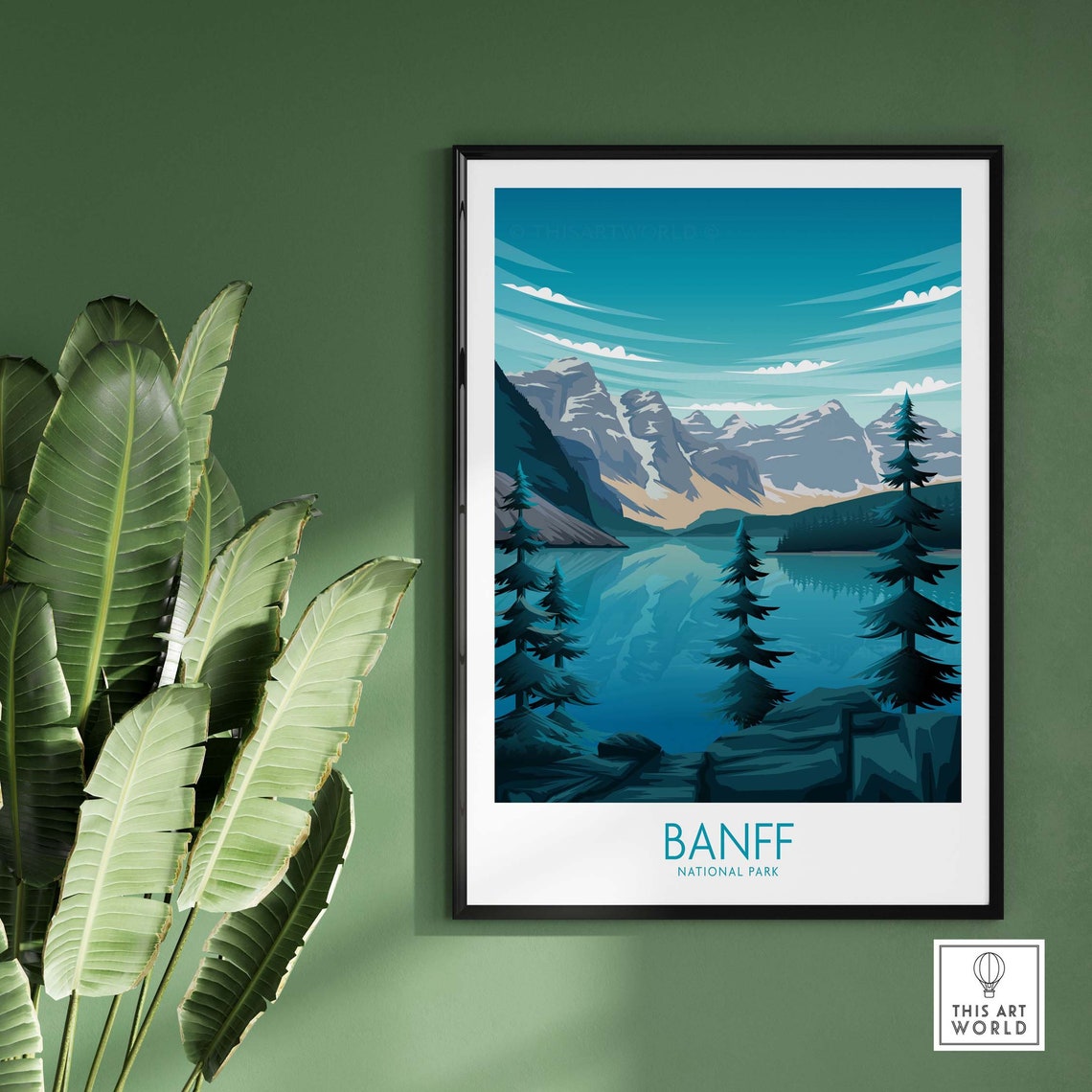 Banff National Park Mountain Lake Pine Vintage Travel Poster - Image 3