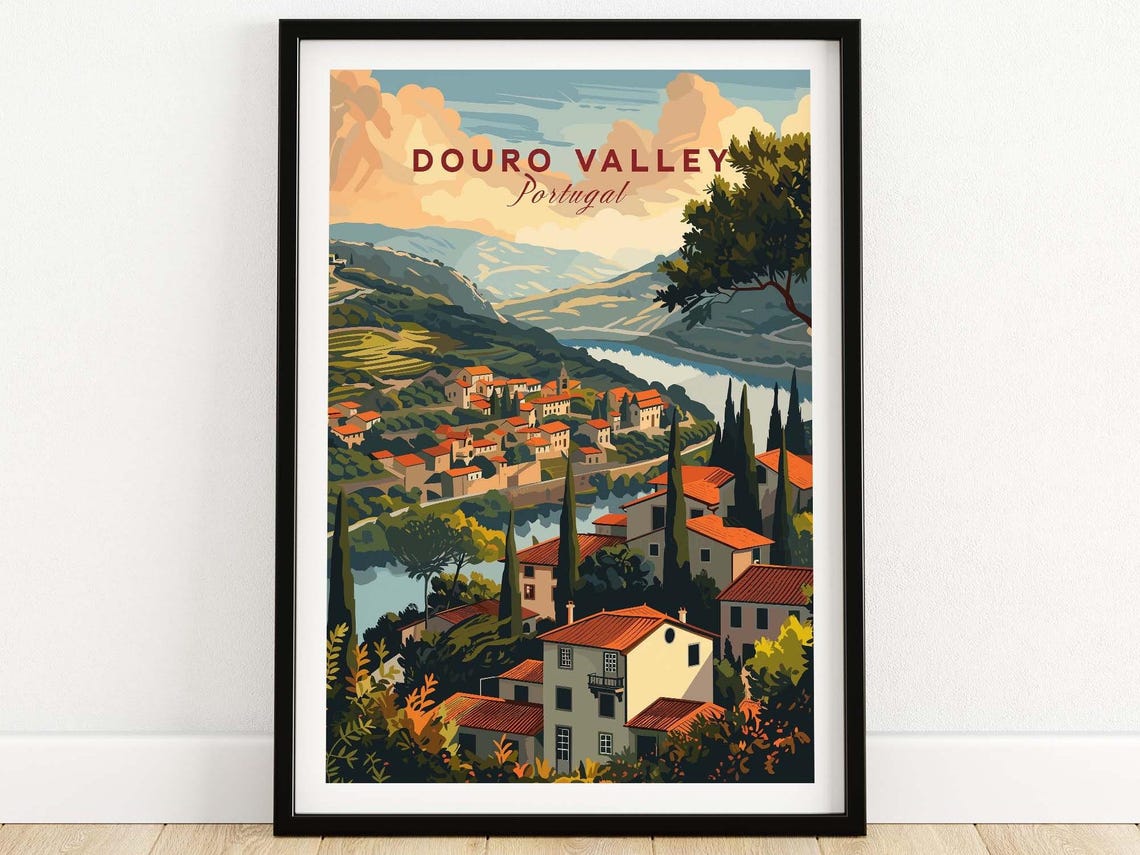 Douro Valley Poster Print Wall Art Porto Illustration Lover Gift Birthday Present