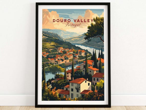 Douro Valley Poster Print Wall Art Porto Illustration Lover Gift Birthday Present