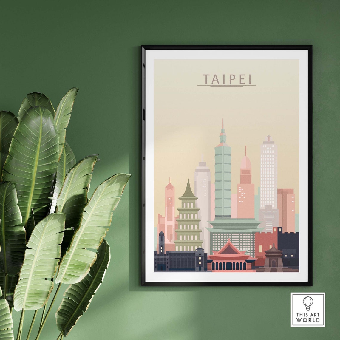 Taipei Skyline Minimal Flat Cityscape Taipei 101 Tower Taiwan Poster - Image 2