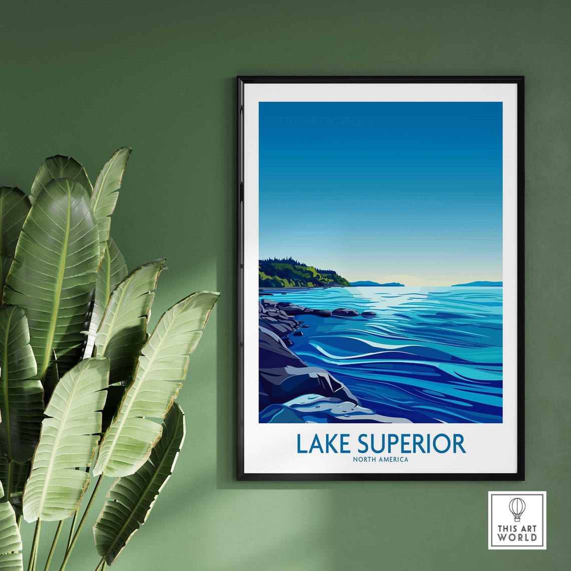 Lake Superior North America Rocky Shoreline Deep Blue Waves Poster - Image 2