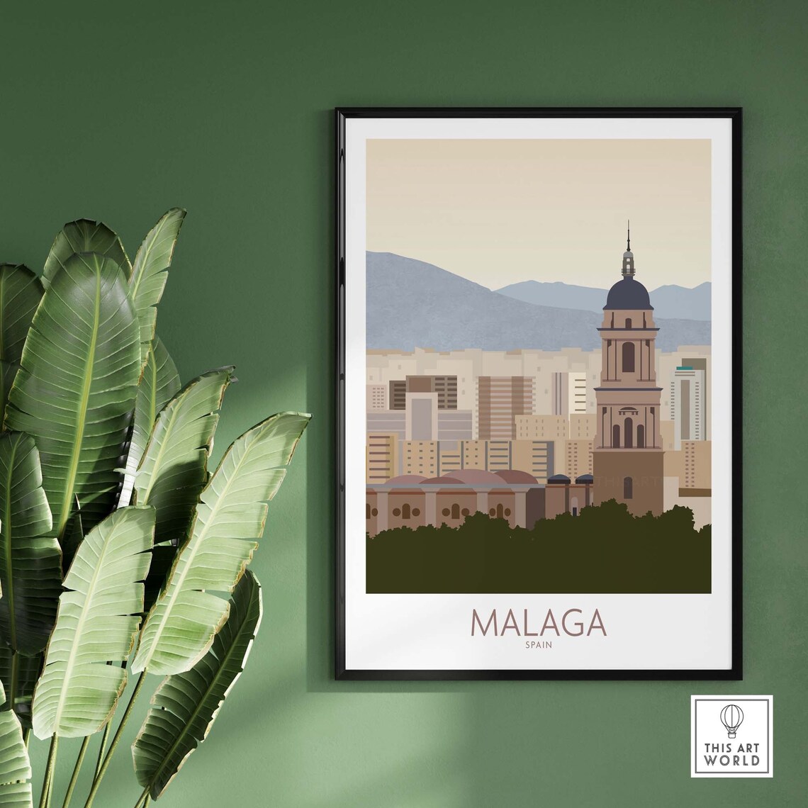 Malaga Spain Andalusian Cathedral Tower City Skyline Travel Poster - Image 2