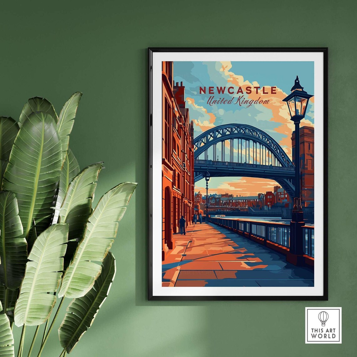 Newcastle United Kingdom Tyne Bridge Quayside Lamp Post Travel Poster - Image 2